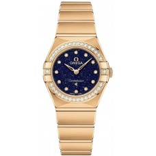 Réplique Montre pour femme Omega Constellation Manhattan Quartz 25 mm cadran bleu diamant or jaune 131.55.25.60.53.001