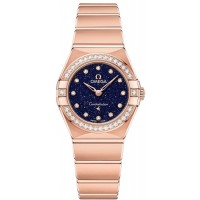 Réplique Montre pour femme Omega Constellation Manhattan Quartz 25 mm cadran bleu diamant or rose 131.55.25.60.53.002