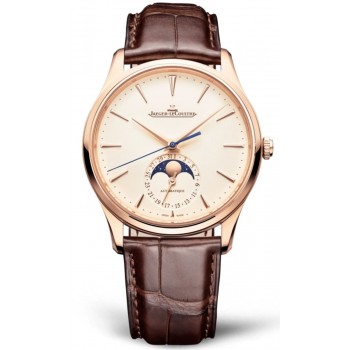 Réplique Montre pour homme Jaeger LeCoultre Master ultra fine avec cadran beige et bracelet en cuir 1362510