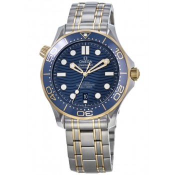 Réplique Omega Seamaster Diver 300 M Cadran Bleu Or &amp; Montre Homme Acier 210.20.42.20.03.001