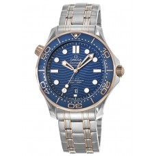 Réplique Omega Seamaster Diver 300m Co-Axial Master Chronometer 42mm Cadran Bleu Or &amp; Montre Homme Acier 210.20.42.20.03.002