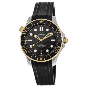 Réplique Omega Seamaster Diver 300 M Or Jaune &amp; Montre pour homme avec bracelet en caoutchouc et acier 210.22.42.20.01.001