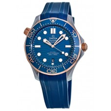 Réplique Omega Seamaster Diver 300m Co-Axial Master Chronometer 42 mm Cadran bleu Or rose Montre pour homme 210.22.42.20.03.002