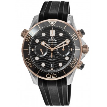 Réplique Omega Seamaster Diver 300 M Co-Axial Chronographe Cadran noir Caoutchouc Montre pour homme 210.22.44.51.01.001