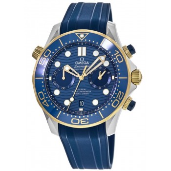 Réplique Omega Seamaster Diver 300 M Co-Axial Chronographe Cadran bleu Bracelet en caoutchouc Montre pour homme 210.22.44.51.03.001