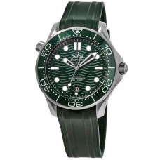 Réplique Montre pour homme Omega Seamaster Diver 300 M avec cadran vert et bracelet en caoutchouc 210.32.42.20.10.001