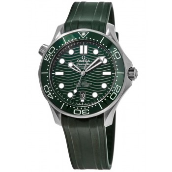 Réplique Montre pour homme Omega Seamaster Diver 300 M avec cadran vert et bracelet en caoutchouc 210.32.42.20.10.001