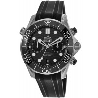 Réplique Montre Omega Seamaster Diver 300 M chronographe noir avec bracelet en caoutchouc pour homme 210.32.44.51.01.001