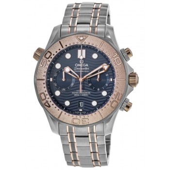 Réplique Omega Seamaster Diver 300 M Chronographe Co-Axial Cadran Bleu Titane &amp; Montre Homme Or 210.60.44.51.03.001