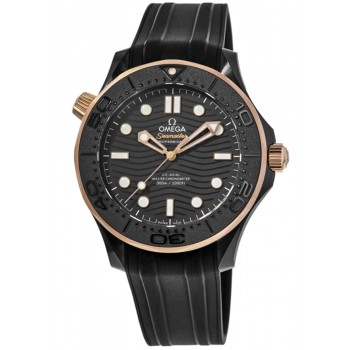 Réplique Omega Seamaster Diver 300 M Montre pour homme avec boîtier en céramique et bracelet en caoutchouc 210.62.44.20.01.001