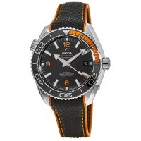 Réplique Omega Seamaster Planet Ocean 600M 43,5 mm Master Chronometer Noir &amp; Montre pour homme avec cadran orange et bracelet en tissu 215.32.44.21.01.001