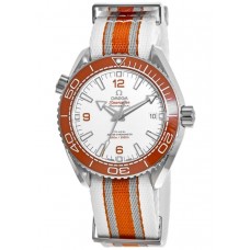 Réplique Omega Seamaster Planet Ocean 600M Chronomètre 43,5 mm Cadran blanc Bracelet Nato Montre pour homme 215.32.44.21.04.001