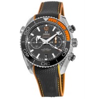 Réplique Omega Seamaster Planet Ocean 600M Chronographe 45,5 mm Automatique Noir &amp; Montre pour homme avec lunette orange et bracelet en caoutchouc 215.32.46.51.01.001