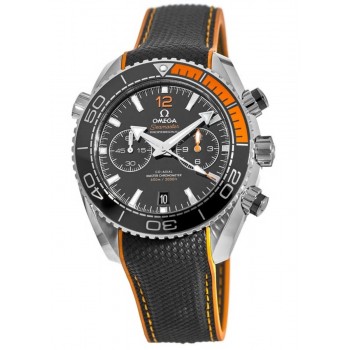 Réplique Omega Seamaster Planet Ocean 600M Chronographe 45,5 mm Automatique Noir &amp; Montre pour homme avec lunette orange et bracelet en caoutchouc 215.32.46.51.01.001