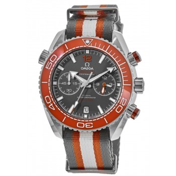 Réplique Montre pour homme Omega Seamaster Planet Ocean 600M chronographe 45,5 mm cadran gris bracelet Nato 215.32.46.51.99.001