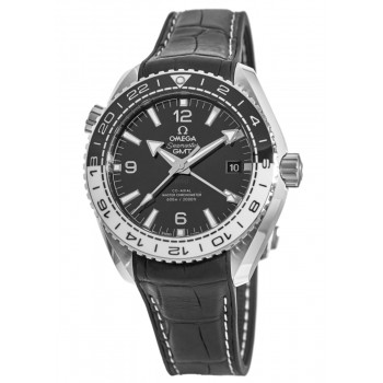 Réplique Montre pour homme Omega Seamaster Planet Ocean 600M GMT en acier sur bracelet en cuir 215.33.44.22.01.001-SD