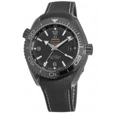 Réplique Montre pour homme Omega Seamaster Planet Ocean 600M GMT bracelet en caoutchouc céramique noir profond 215.92.46.22.01.001