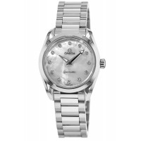 Réplique Montre pour femme Omega Seamaster Aqua Terra 150M Quartz 28 mm Cadran nacre diamant en acier inoxydable 220.10.28.60.55.001