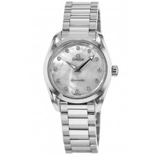 Réplique Montre pour femme Omega Seamaster Aqua Terra 150M Quartz 28 mm Cadran nacre diamant en acier inoxydable 220.10.28.60.55.001