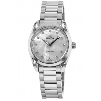 Réplique Montre pour femme Omega Seamaster Aqua Terra 150M Quartz 28 mm Cadran nacre diamant en acier inoxydable 220.10.28.60.55.001