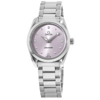 Réplique Montre pour femme Omega Seamaster Aqua Terra 150M Quartz 28 mm Cadran lilas en acier inoxydable 220.10.28.60.60.001