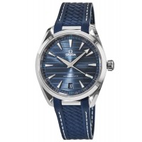 Réplique Montre pour homme Omega Seamaster Aqua Terra 150 m Master Co-Axial avec cadran bleu et bracelet en caoutchouc 220.12.41.21.03.001