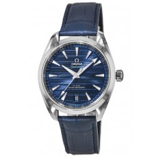 Réplique Omega Seamaster Aqua Terra 150m Master Co-Axial Chronometer Cadran bleu Montre en cuir bleu pour homme 220.13.41.21.03.001