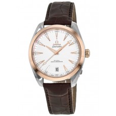 Réplique Omega Seamaster Aqua Terra 150m Master Co-Axial Chronomètre Cadran argenté Bracelet en cuir marron Montre pour homme 220.23.41.21.02.001