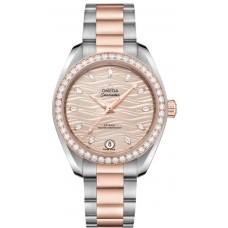 Réplique Montre pour femme Omega Seamaster Aqua Terra 150 m Master Co-Axial avec cadran gris en acier diamant et or rose 220.25.34.20.59.001