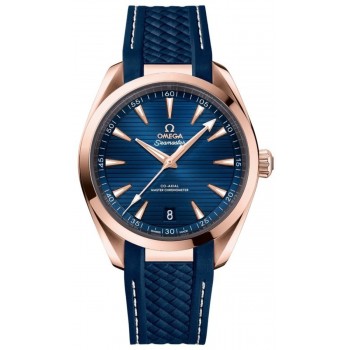 Réplique Omega Seamaster Aqua Terra 150m Master Co-Axial Chronomètre 41 mm Cadran bleu Bracelet en caoutchouc bleu Montre pour homme 220.52.41.21.03.001