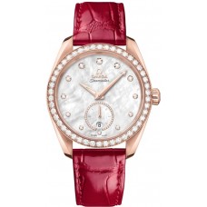 Réplique Montre pour femme Omega Seamaster Aqua Terra 150 m Master Co-Axial avec cadran en nacre et bracelet en cuir diamant 220.58.38.20.55.002