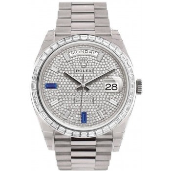 Réplique Montre Rolex Day-Date pour homme en platine avec cadran diamant 228396TBR