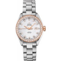 Réplique Montre Omega Seamaster Aqua Terra pour femme avec lunette en diamant 231.25.34.20.55.003