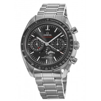 Réplique Omega Speedmaster Moonphase Co-Axial Master Chronometer Chronographe Cadran noir Montre pour homme en acier inoxydable 304.30.44.52.01.001