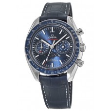 Réplique Omega Speedmaster Moonphase Co-Axial Master Chronometer Chronographe Cadran bleu Bracelet en cuir Montre pour homme 304.33.44.52.03.001