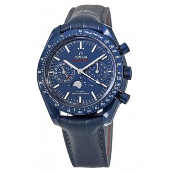 Réplique Omega Speedmaster Moonphase Co-Axial Master Chronometer Chronographe Bleu Côté De La Lune Montre Pour Homme 304.93.44.52.03.001