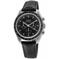 Réplique Montre pour homme Omega Speedmaster Professional Moonwatch avec cadran noir et bracelet en cuir 310.32.42.50.01.002