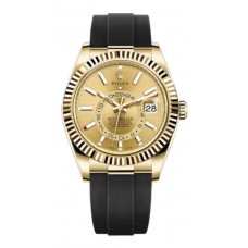 Réplique Montre pour homme Rolex Sky-Dweller 42 mm avec cadran noir et bracelet en caoutchouc 326238