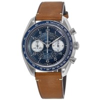 Réplique Omega Speedmaster Chronoscope Co-Axial Master Chronometer Chronographe 43 mm Cadran bleu Bracelet en cuir Montre pour homme 329.32.43.51.03.001