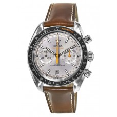 Réplique Omega Speedmaster Racing Chronometer Automatique Cadran chronographe gris Bracelet en cuir marron Montre pour homme 329.32.44.51.06.001