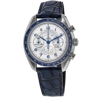 Réplique Omega Speedmaster Chronoscope Co-Axial Master Chronometer Chronographe 43 mm Cadran argenté Bracelet en cuir Montre pour homme 329.33.43.51.02.001