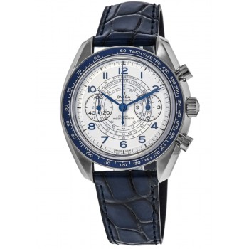 Réplique Omega Speedmaster Chronoscope Co-Axial Master Chronometer Chronographe 43 mm Cadran argenté Bracelet en cuir Montre pour homme 329.33.43.51.02.001