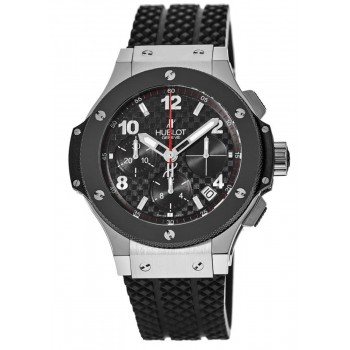 Réplique Montre pour homme Hublot Big Bang 41 mm automatique en fibre de carbone chronographe en caoutchouc 341.SB.131.RX