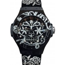 Réplique Hublot Big Bang Broderie Cadran noir Bracelet en caoutchouc noir Montre unisexe 343.CS.6570.NR.BSK16