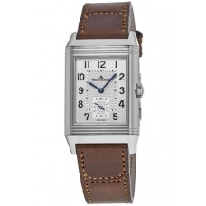 Réplique Jaeger LeCoultre Reverso Classic Large Duoface Petite Seconde Cadran Argent et Noir Bracelet en Cuir Marron Montre Homme 3848422