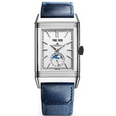 Réplique Montre Jaeger LeCoultre Reverso Tribute avec cadran argenté et bracelet en cuir pour homme 3918420