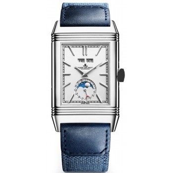 Réplique Montre Jaeger LeCoultre Reverso Tribute avec cadran argenté et bracelet en cuir pour homme 3918420