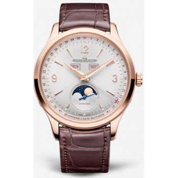 Réplique Montre pour homme Jaeger LeCoultre Master ultra fine avec cadran blanc et bracelet en cuir 4142520