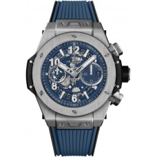 Réplique Montre pour homme Hublot Big Bang Unico avec cadran squelette bleu et bracelet en caoutchouc 421.NX.5170.RX