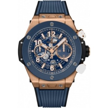 Réplique Montre pour homme Hublot Big Bang Unico avec cadran squelette et bracelet en caoutchouc or rose 421.OL.5180.RX